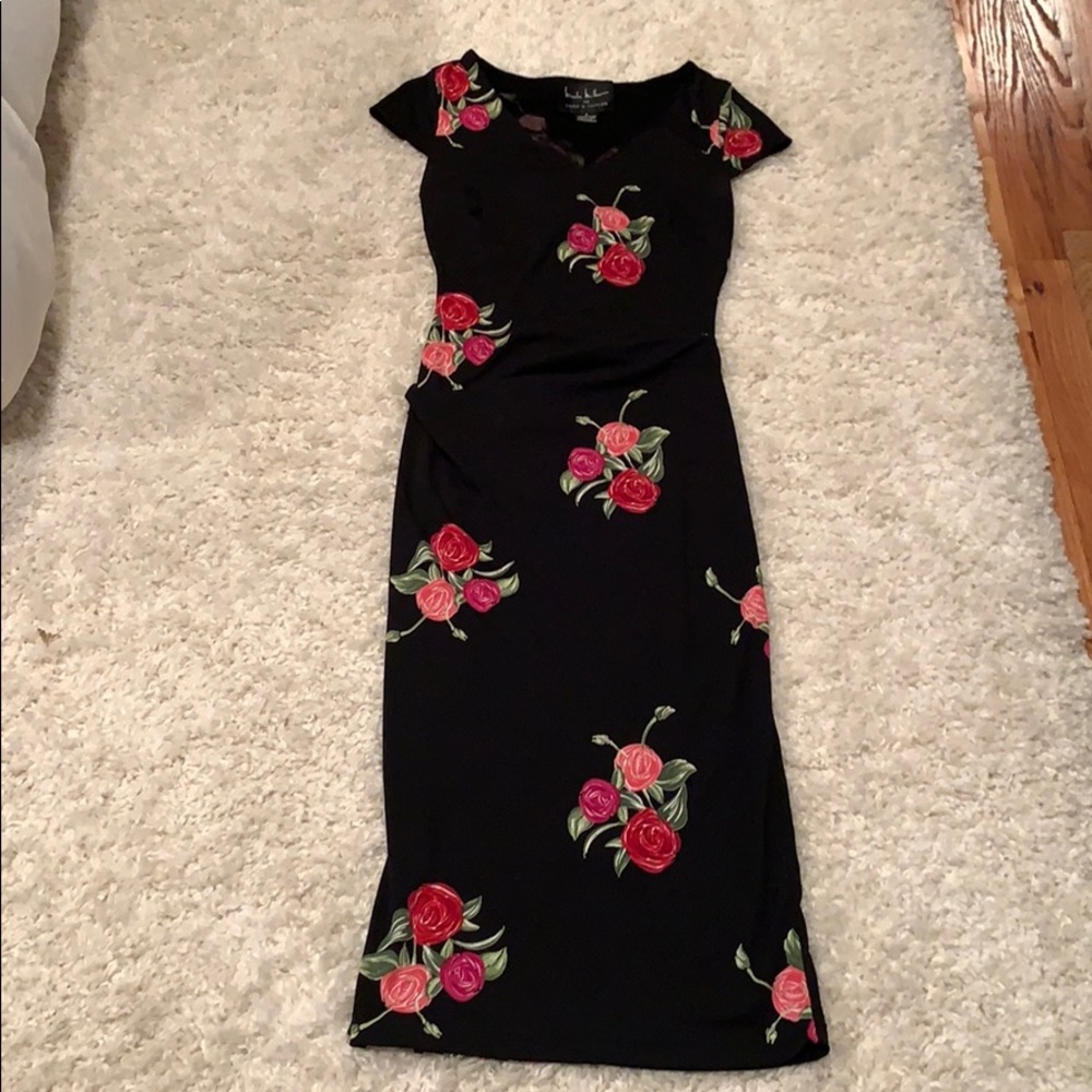 Nicole Miller Black floral dress